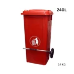 Dustbin 240 litre with pedal and tyre – RED - DUSTBINHUB.PK